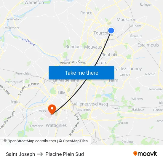Saint Joseph to Piscine Plein Sud map