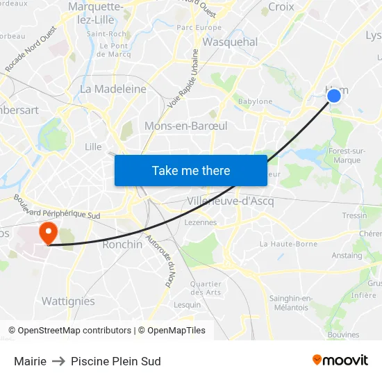 Mairie to Piscine Plein Sud map