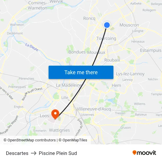 Descartes to Piscine Plein Sud map