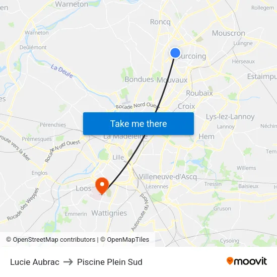 Lucie Aubrac to Piscine Plein Sud map