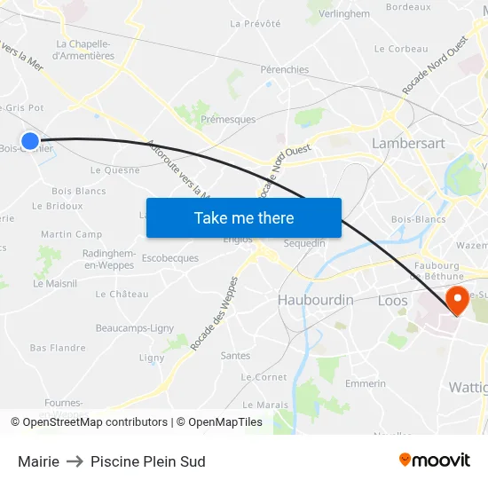 Mairie to Piscine Plein Sud map