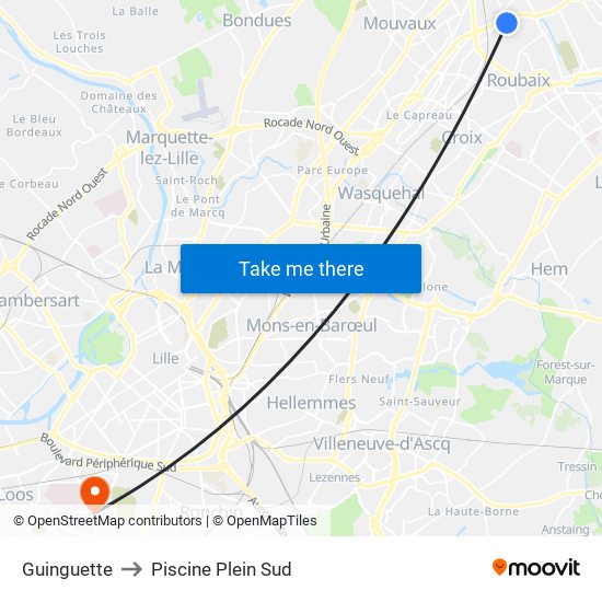 Guinguette to Piscine Plein Sud map