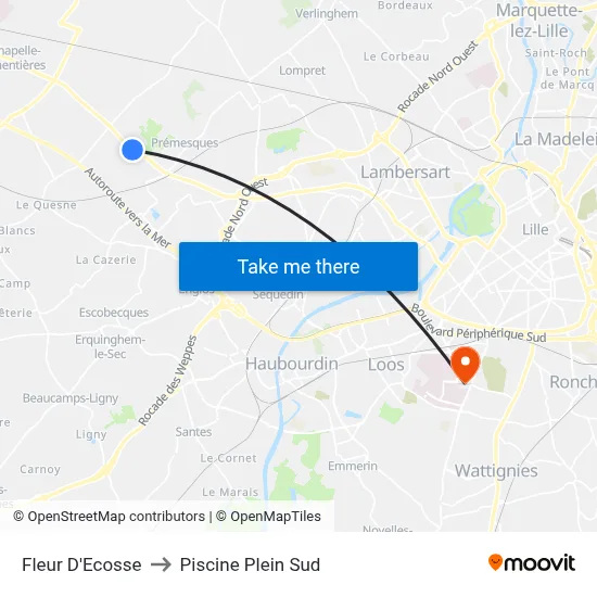 Fleur D'Ecosse to Piscine Plein Sud map