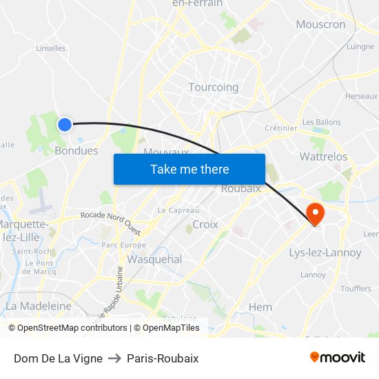 Dom De La Vigne to Paris-Roubaix map