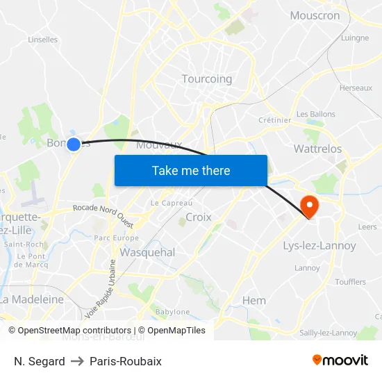 N. Segard to Paris-Roubaix map