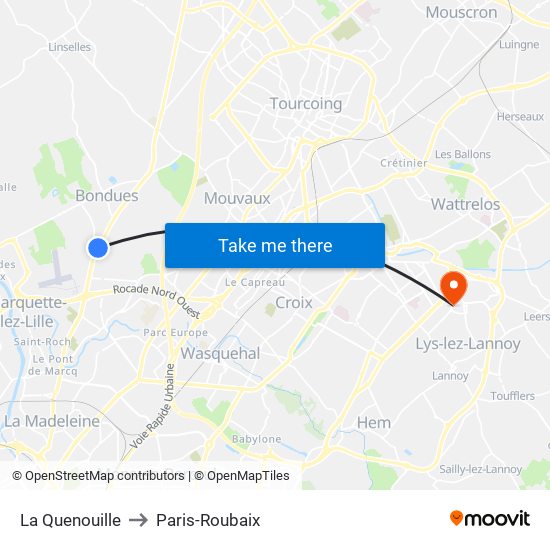 La Quenouille to Paris-Roubaix map