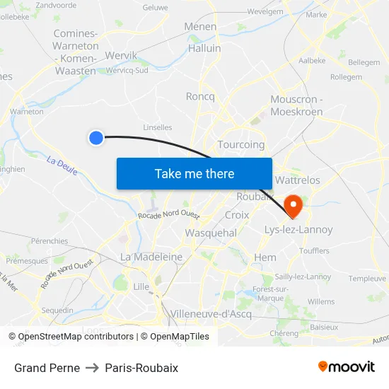 Grand Perne to Paris-Roubaix map