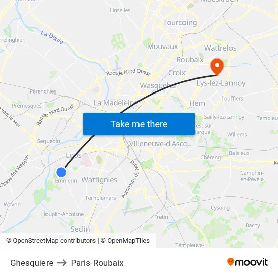 Ghesquiere to Paris-Roubaix map