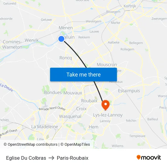 Eglise Du Colbras to Paris-Roubaix map