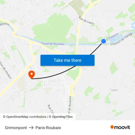 Grimonpont to Paris-Roubaix map