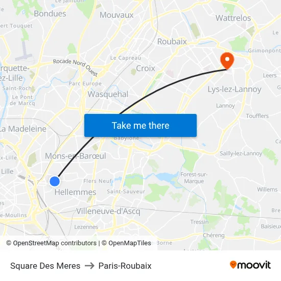 Square Des Meres to Paris-Roubaix map