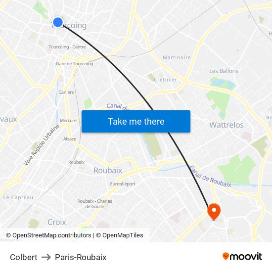 Colbert to Paris-Roubaix map