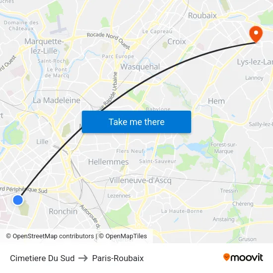 Cimetiere Du Sud to Paris-Roubaix map