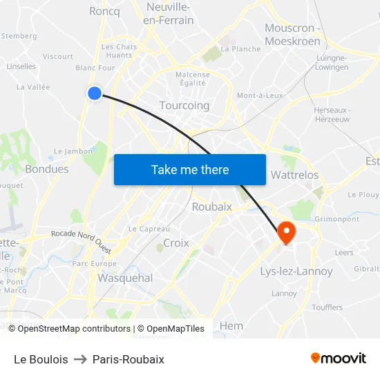Le Boulois to Paris-Roubaix map