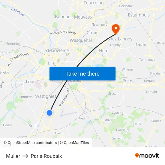 Mulier to Paris-Roubaix map