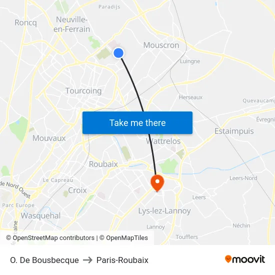 O. De Bousbecque to Paris-Roubaix map