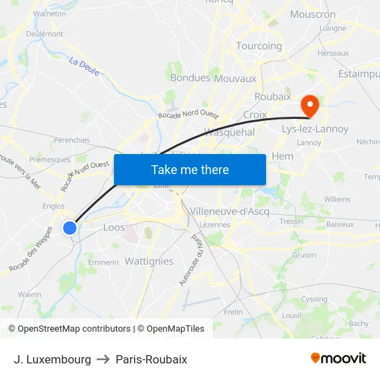 J. Luxembourg to Paris-Roubaix map