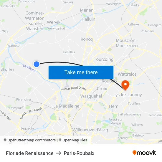 Floriade Renaissance to Paris-Roubaix map
