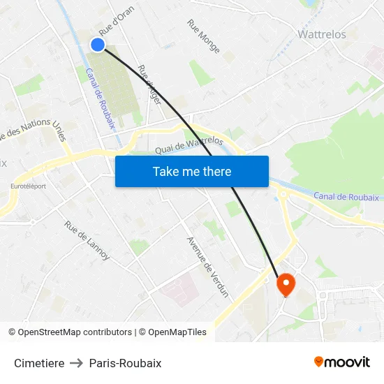Cimetiere to Paris-Roubaix map
