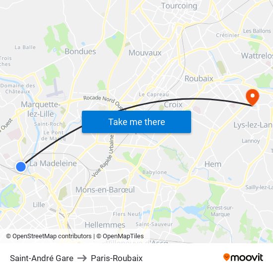 Saint-André Gare to Paris-Roubaix map