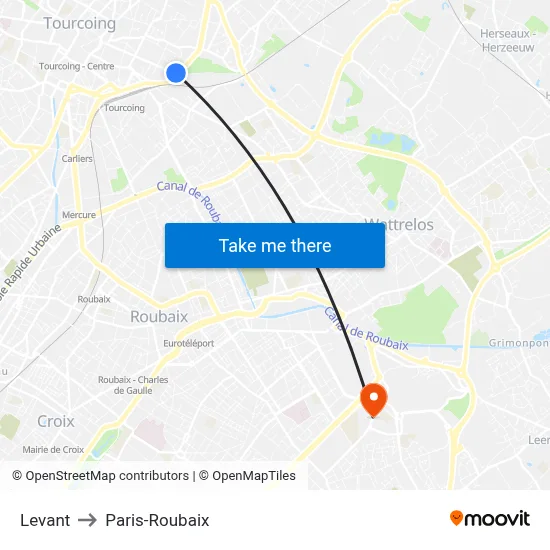 Levant to Paris-Roubaix map