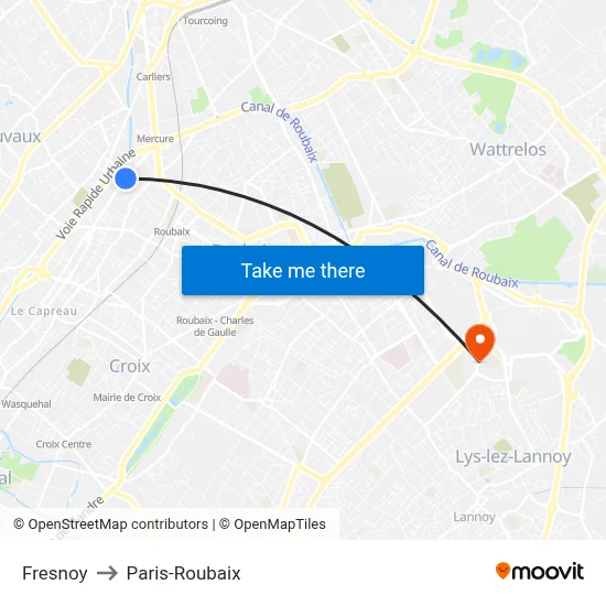 Fresnoy to Paris-Roubaix map
