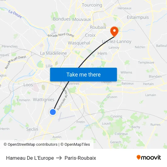 Hameau De L'Europe to Paris-Roubaix map