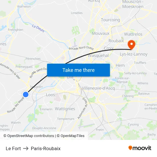Le Fort to Paris-Roubaix map
