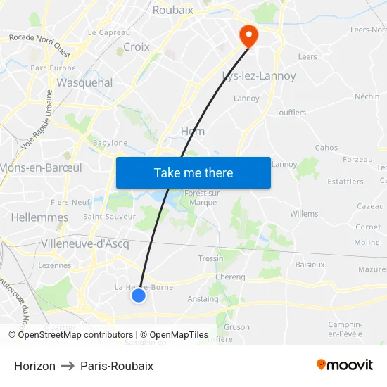 Horizon to Paris-Roubaix map