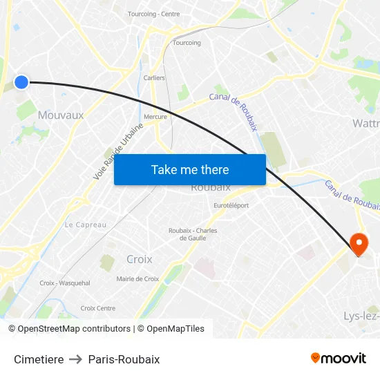 Cimetiere to Paris-Roubaix map