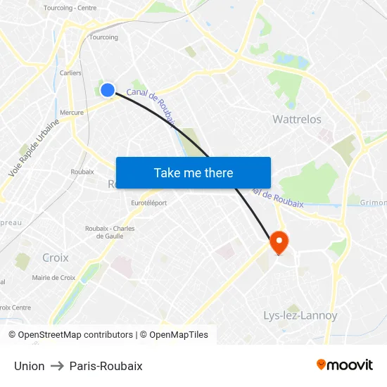 Union to Paris-Roubaix map
