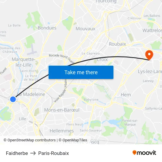 Faidherbe to Paris-Roubaix map