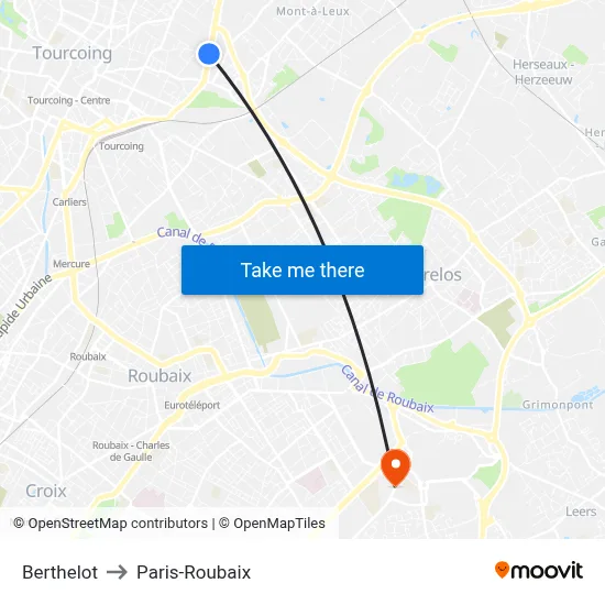 Berthelot to Paris-Roubaix map