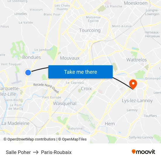 Salle Poher to Paris-Roubaix map