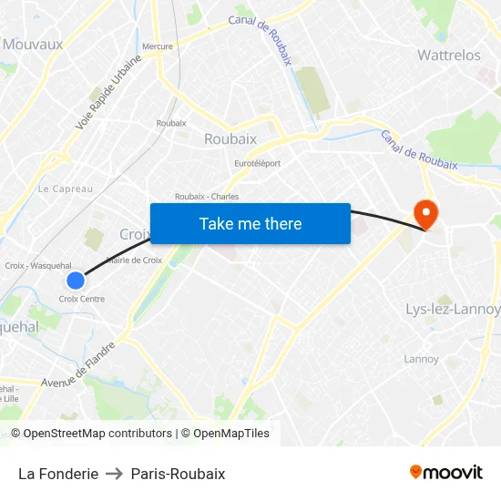 La Fonderie to Paris-Roubaix map