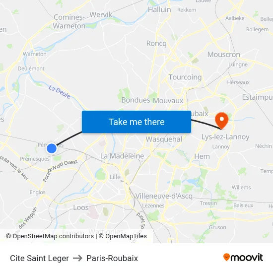 Cite Saint Leger to Paris-Roubaix map