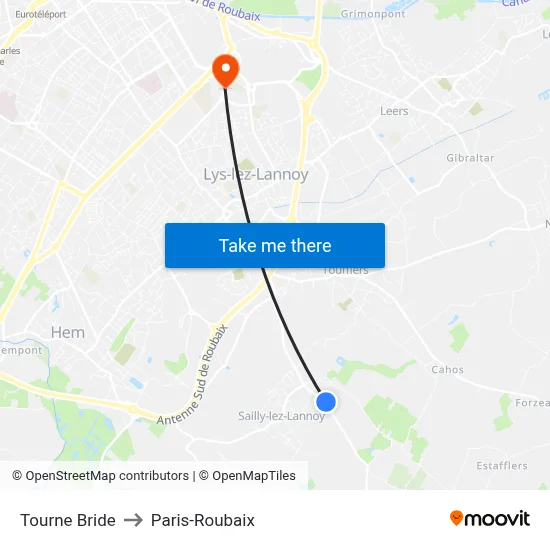 Tourne Bride to Paris-Roubaix map