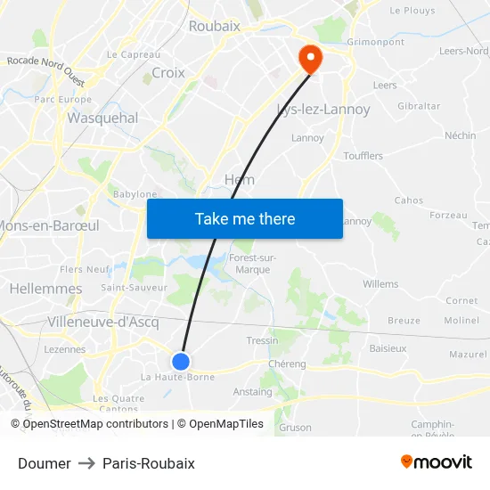 Doumer to Paris-Roubaix map