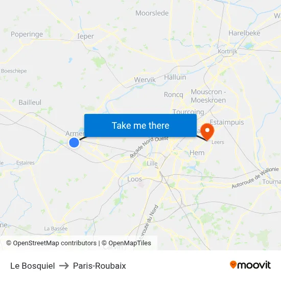 Le Bosquiel to Paris-Roubaix map