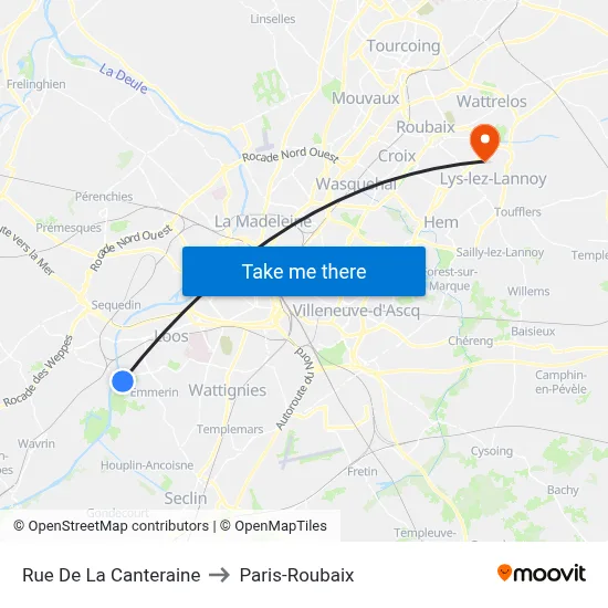 Rue De La Canteraine to Paris-Roubaix map