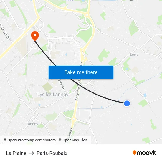 La Plaine to Paris-Roubaix map