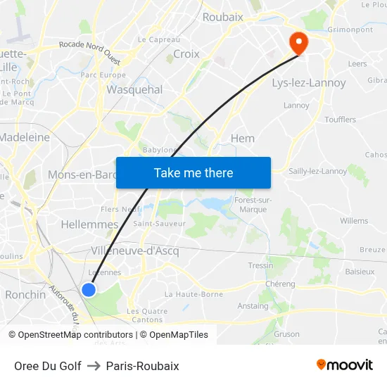 Oree Du Golf to Paris-Roubaix map