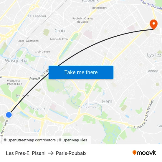 Les Pres-E. Pisani to Paris-Roubaix map