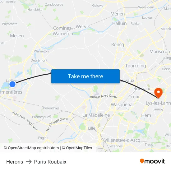 Herons to Paris-Roubaix map