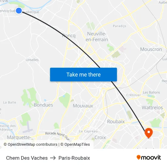 Chem Des Vaches to Paris-Roubaix map