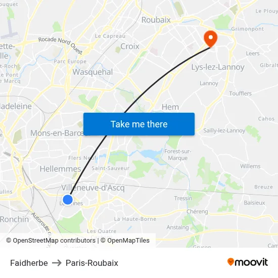 Faidherbe to Paris-Roubaix map