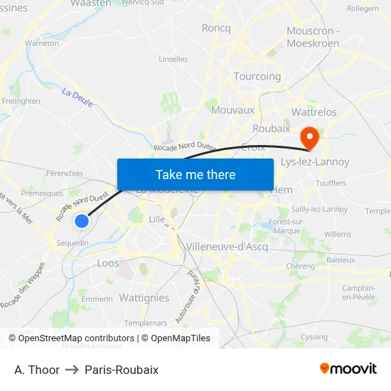 A. Thoor to Paris-Roubaix map