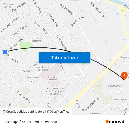 Montgolfier to Paris-Roubaix map