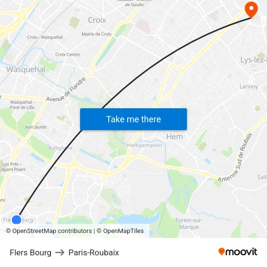 Flers Bourg to Paris-Roubaix map
