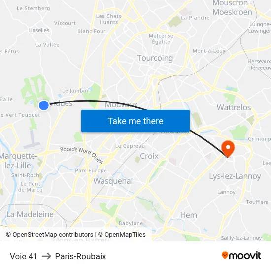 Voie 41 to Paris-Roubaix map